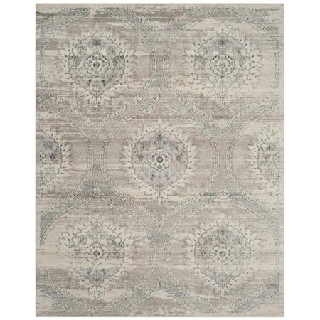 Flowers First 8 x 10 ft. Carnegie Power Loomed Area Rug, Light Grey & Cream - Large Rectangle FL1892402
